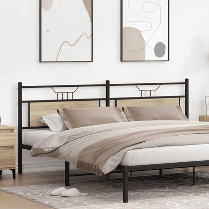 Testiera Rovere Sonoma 193 cm in Legno Multistrato e Acciaio