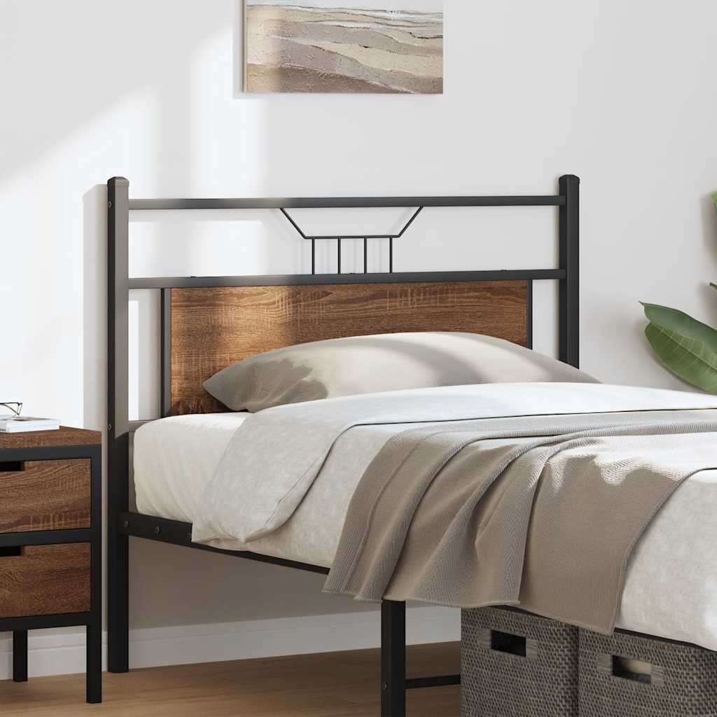 Testiera di Ricambio Rovere Marrone 100 cm in Legno Multistrato e Acciaio