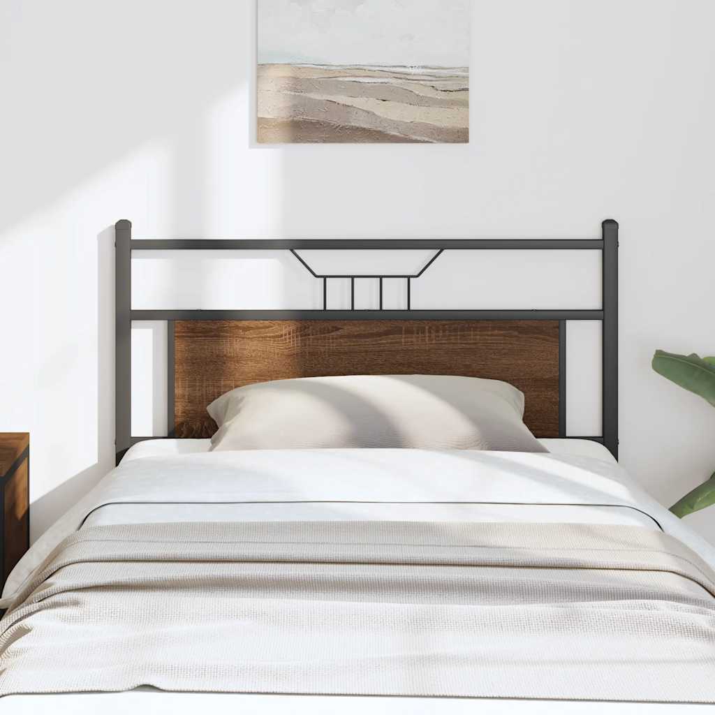 Testiera di Ricambio Rovere Marrone 107 cm in Legno Multistrato e Acciaio