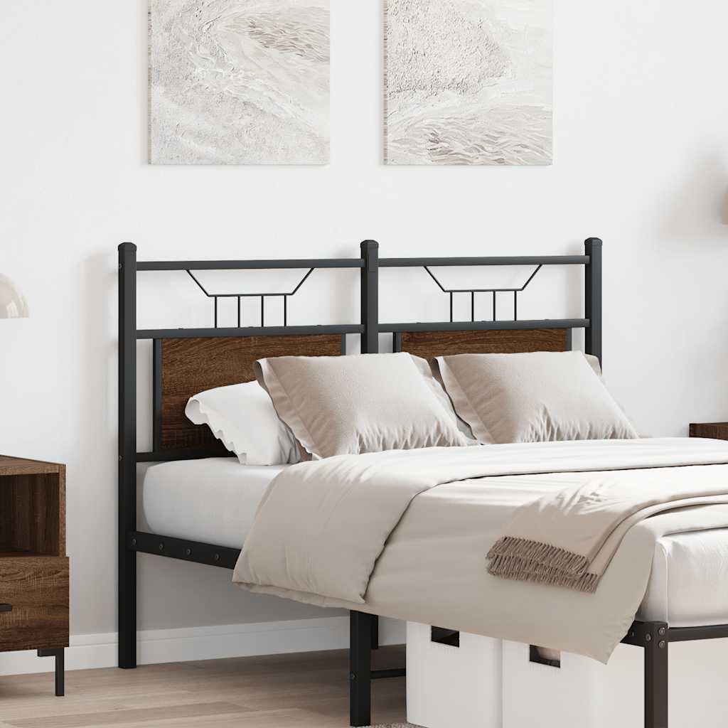 Testiera di Ricambio Rovere Marrone 120 cm in Legno Multistrato e Acciaio
