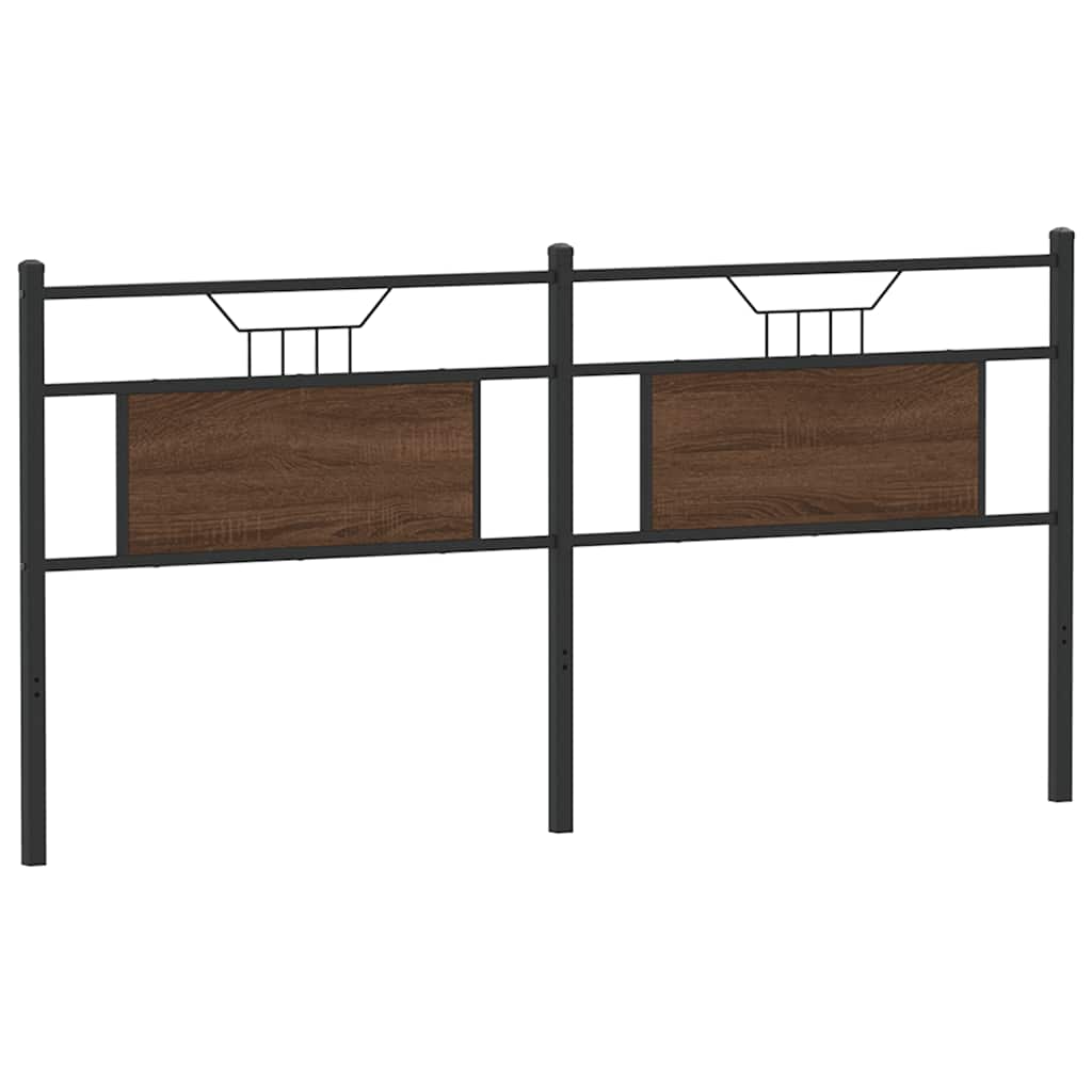 Testiera Rovere Marrone 180 cm in Legno Multistrato e Acciaio