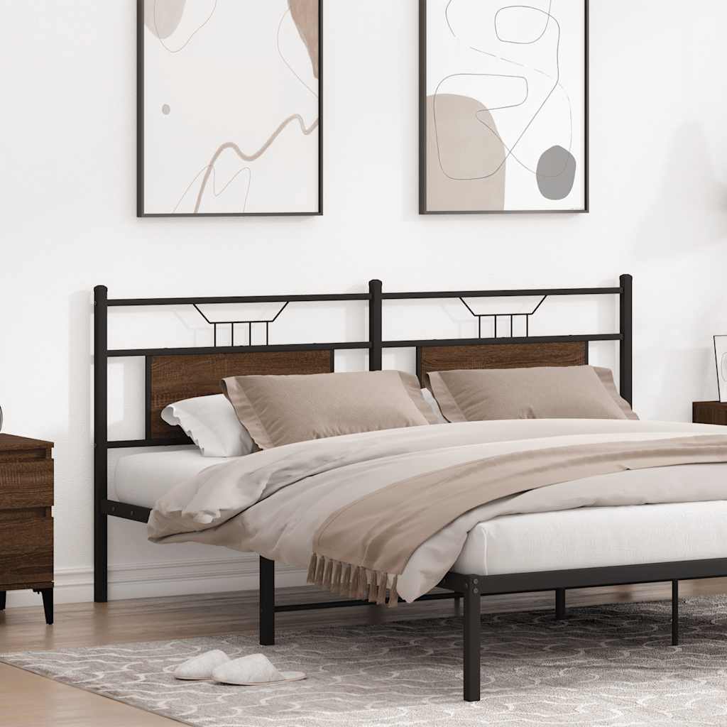 Testiera Rovere Marrone 180 cm in Legno Multistrato e Acciaio
