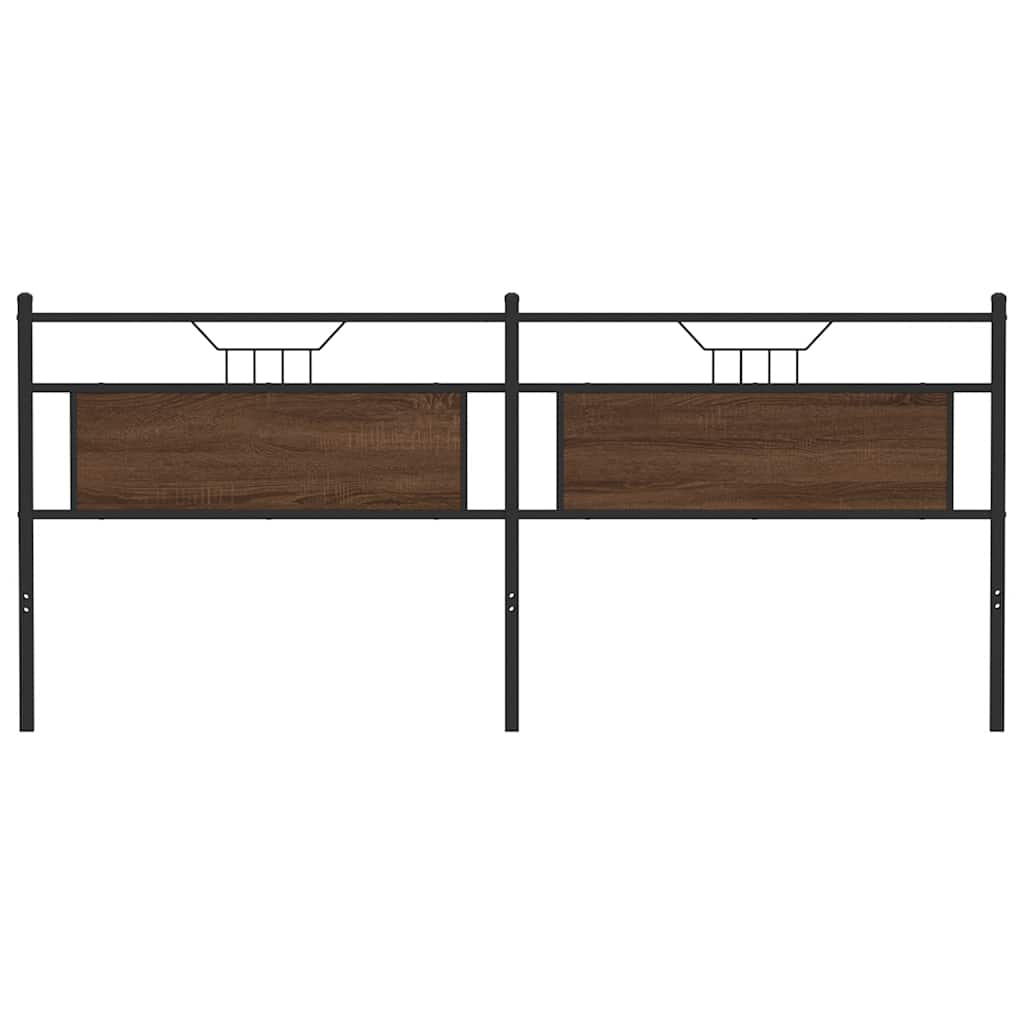 Testiera di Ricambio Rovere Marrone 193 cm in Legno Multistrato e Acciaio