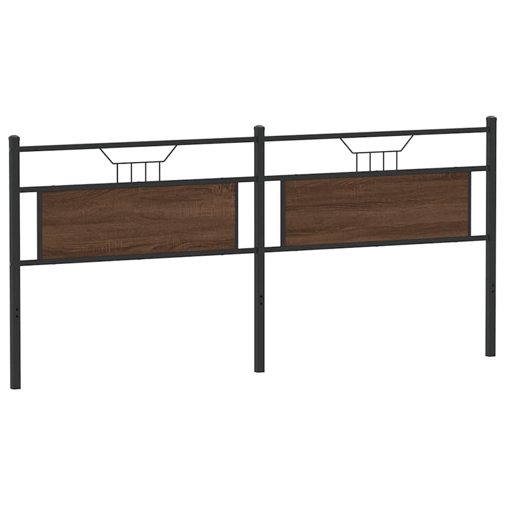 Testiera Rovere Marrone 200 cm in Legno Multistrato e Acciaio