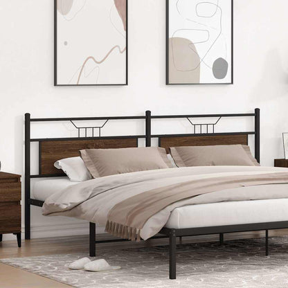 Testiera Rovere Marrone 200 cm in Legno Multistrato e Acciaio