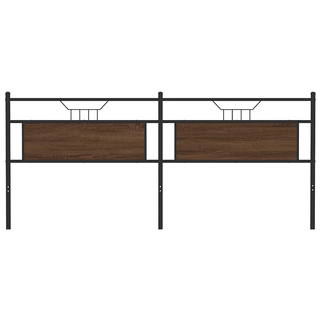 Testiera Rovere Marrone 200 cm in Legno Multistrato e Acciaio