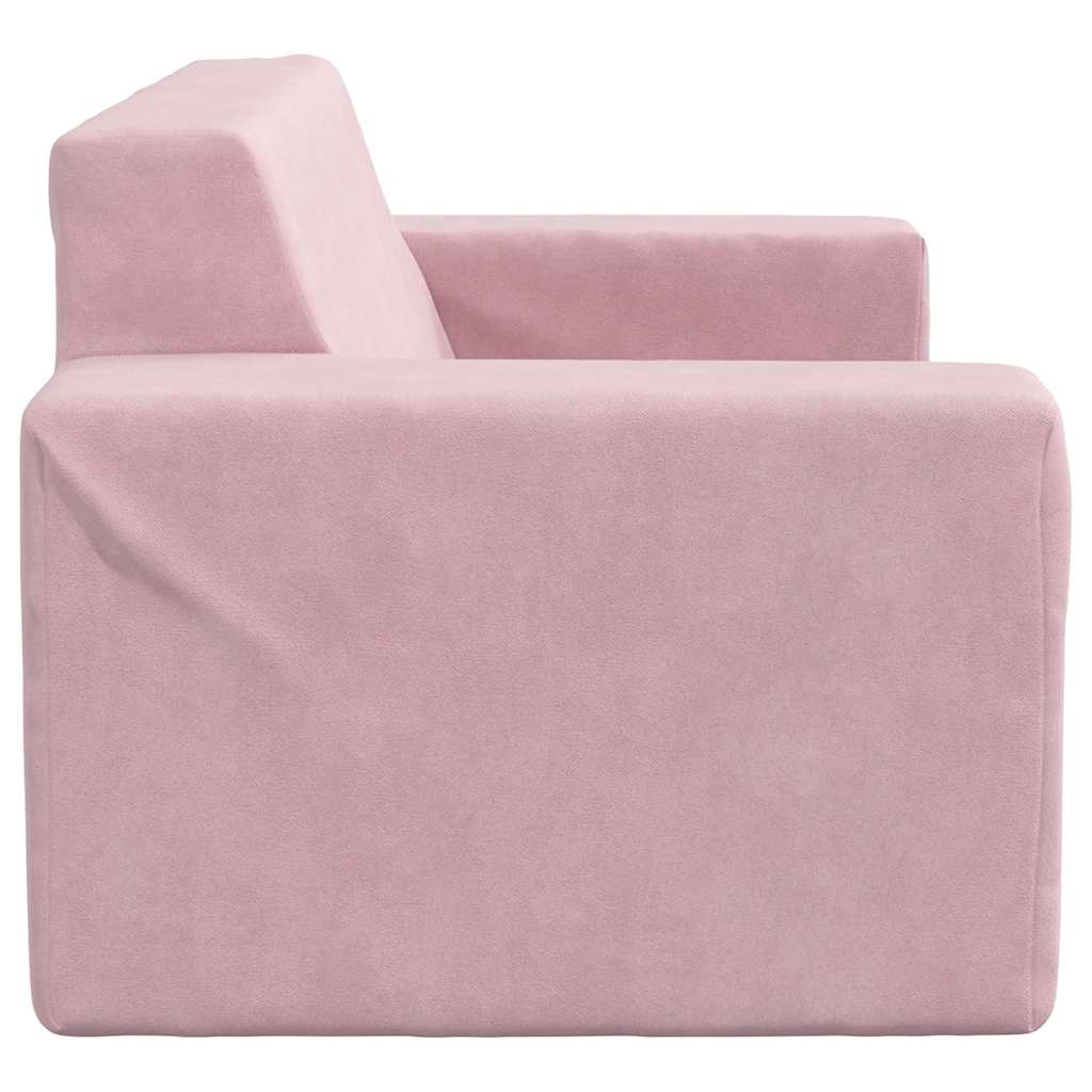 Divano per Bambini 2 Posti Rosa in Morbido Peluche