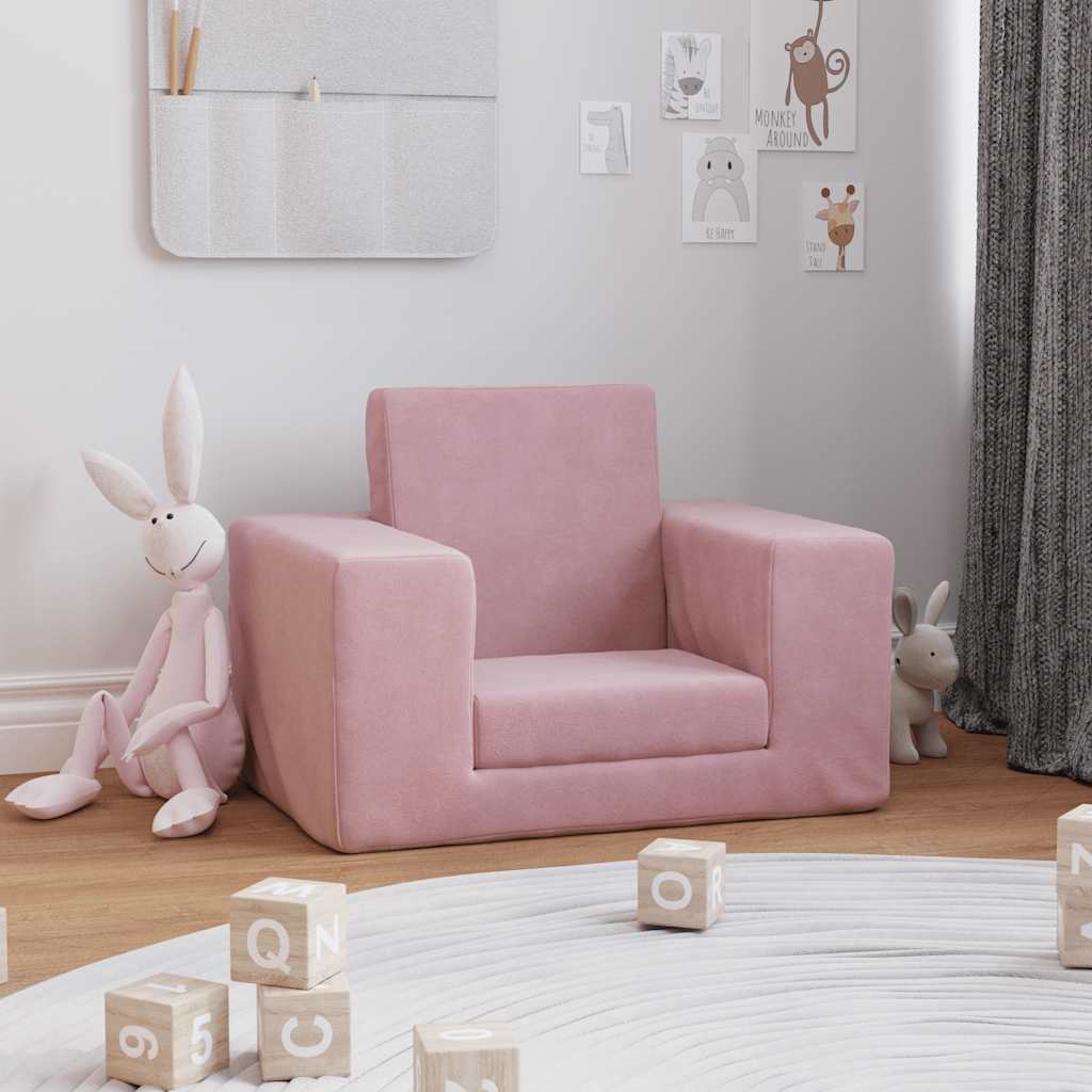 Divano per bambini rosa in morbido peluche
