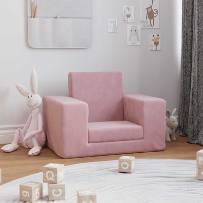 Divano per bambini rosa in morbido peluche