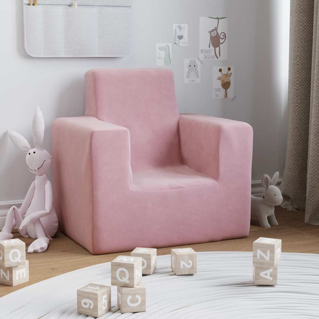 Divano per bambini rosa in morbido peluche