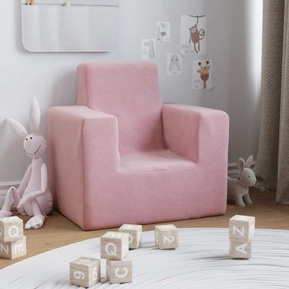 Divano per bambini rosa in morbido peluche