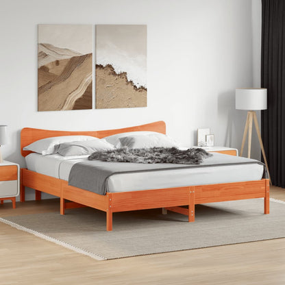 Giroletto senza Materasso Marrone Cera 200x200 cm Legno di Pino