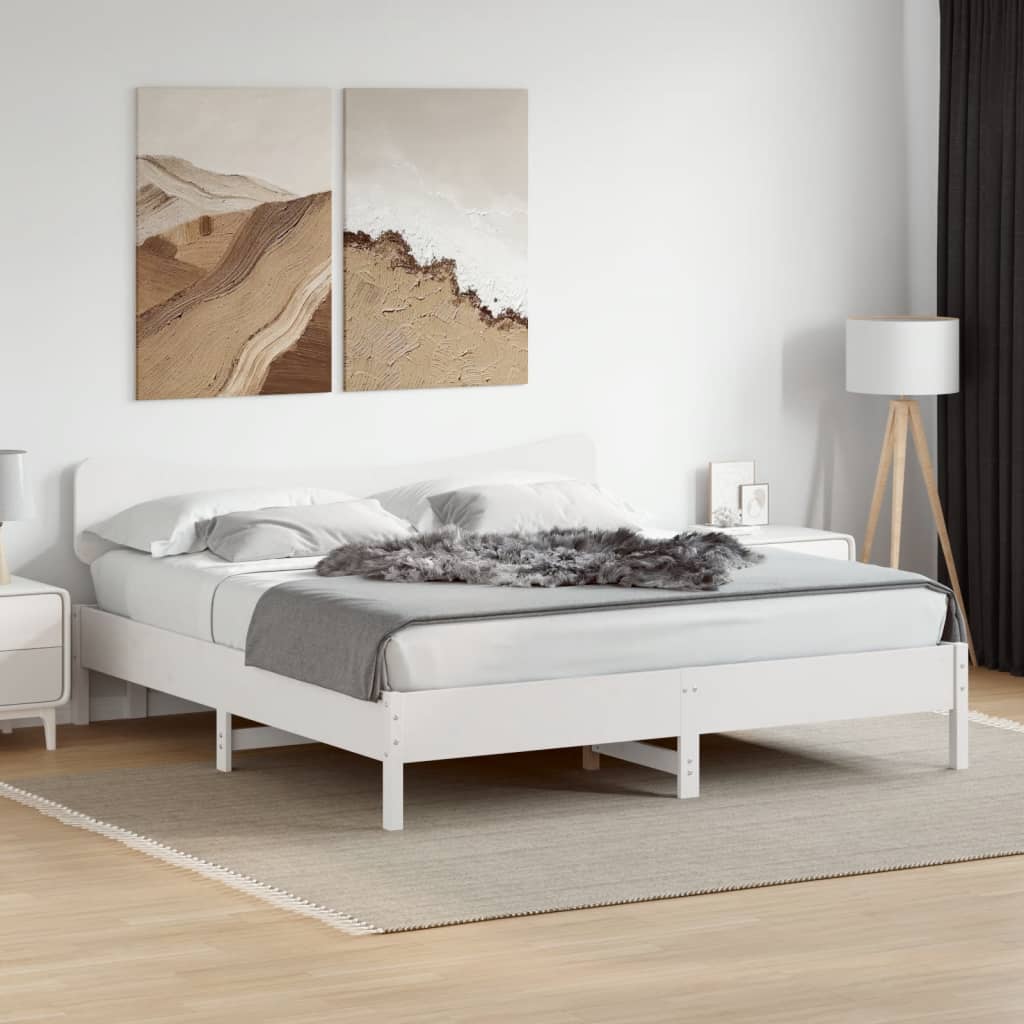 Giroletto senza Materasso Bianco 160x200 cm Legno Massello Pino