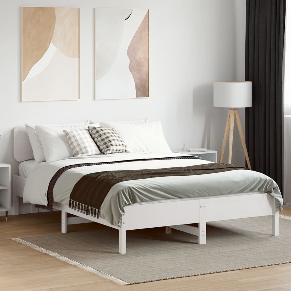 Giroletto senza Materasso Bianco 140x200 cm Legno Massello Pino