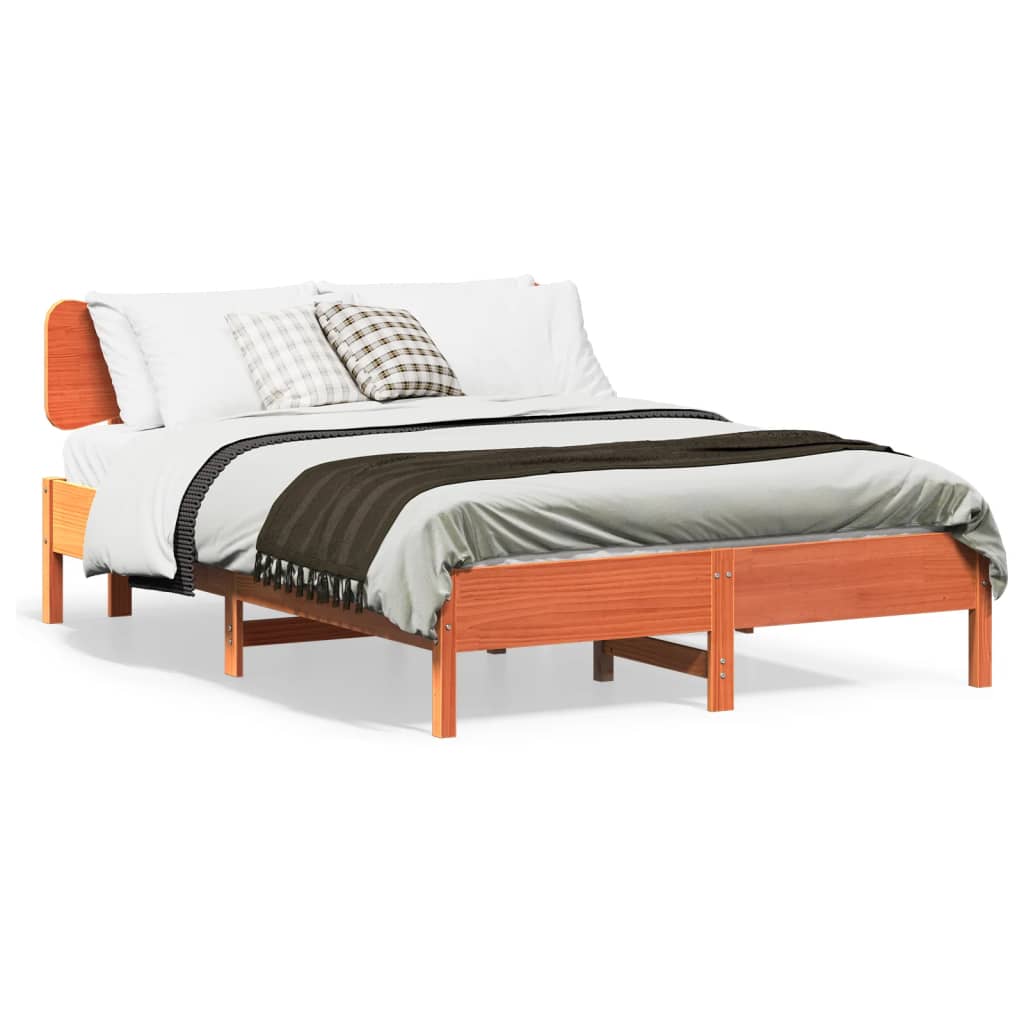 Letto senza Materasso Marrone Cera 140x190 cm in Legno di Pino