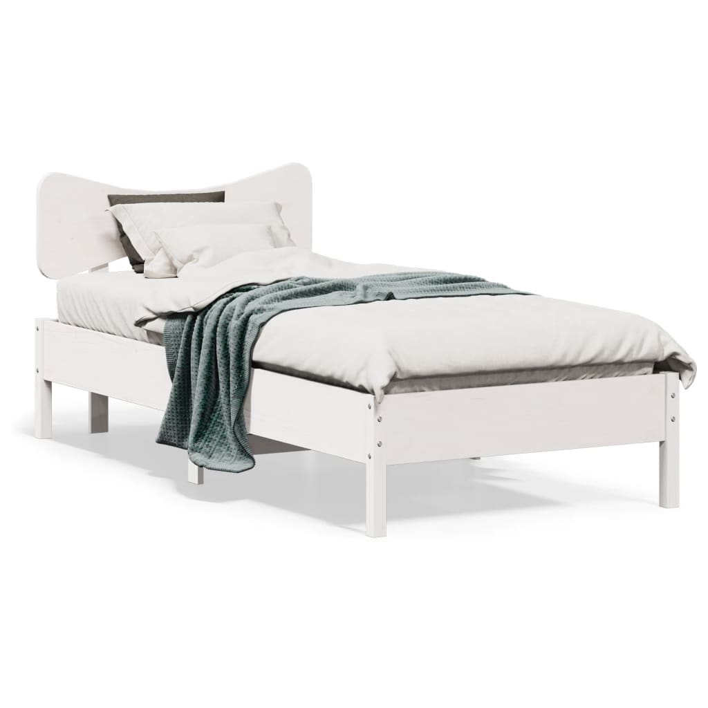 Letto senza Materasso Bianco 90x190 cm in Legno Massello Pino