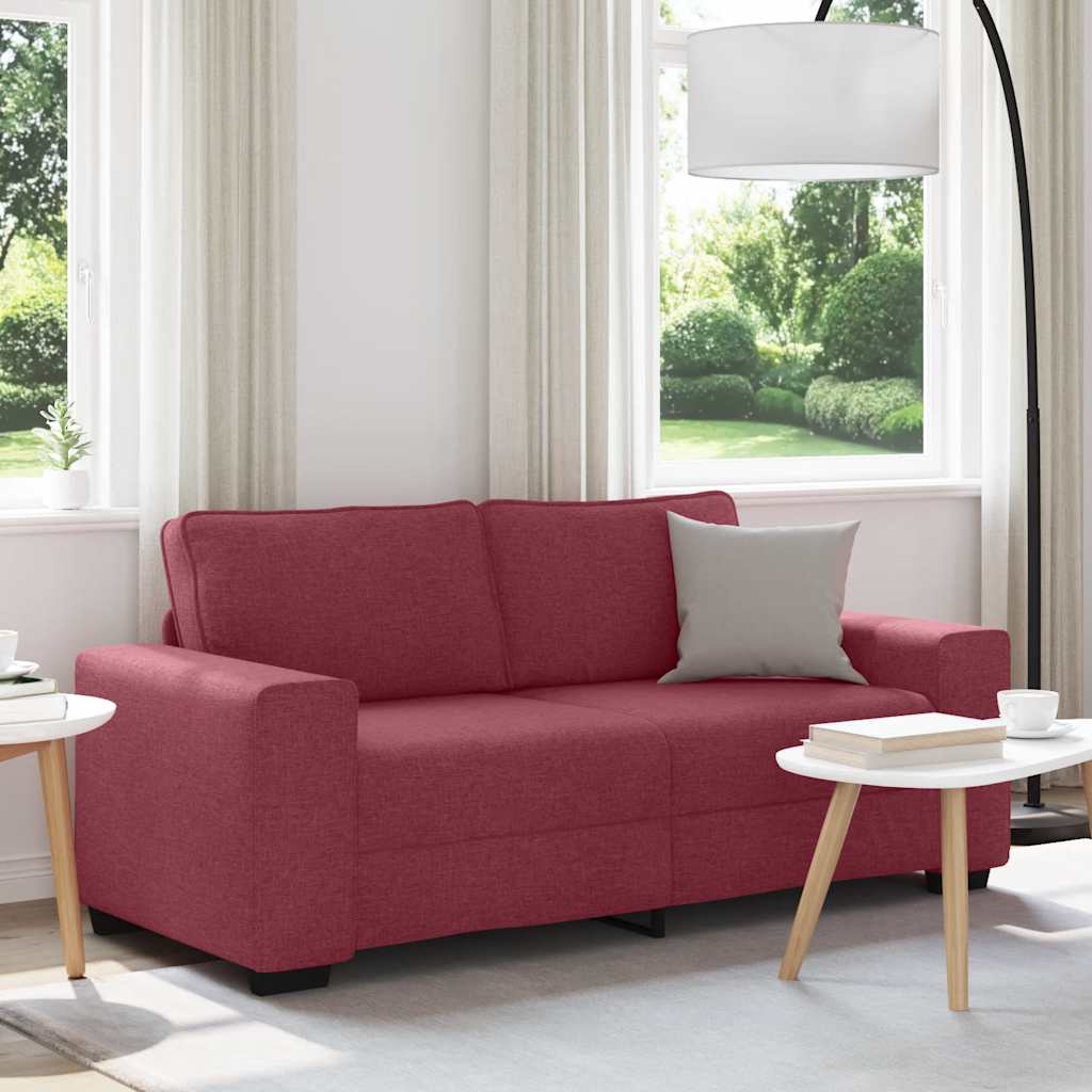 Divano a 2 Posti Rosso Vino 180x77x82 cm in Tessuto