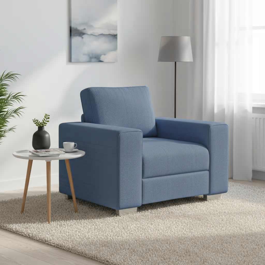 Divano Sedia Blu 100x77x82 cm Tessuto di velluto a coste