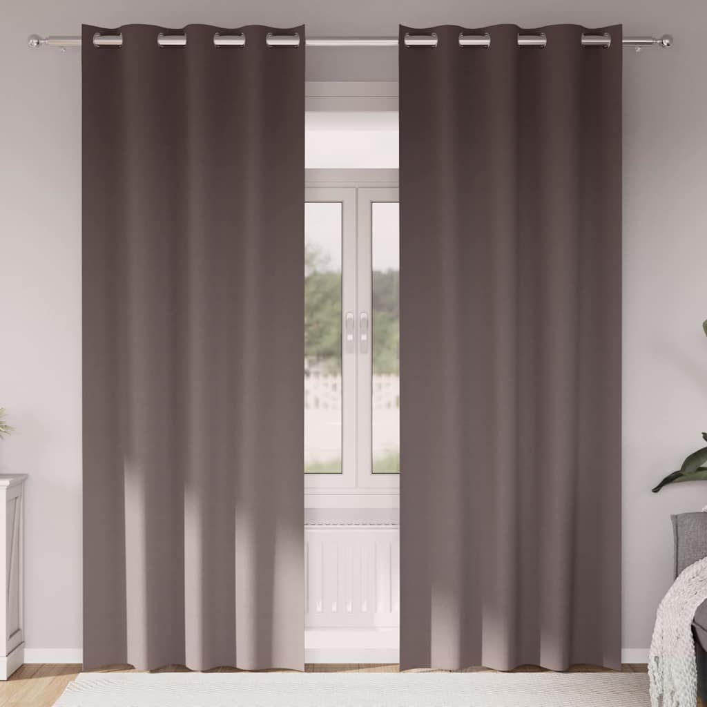 Tende Blackout con Anelli 2 pcs Marrone Scuro 260 x 140 cm