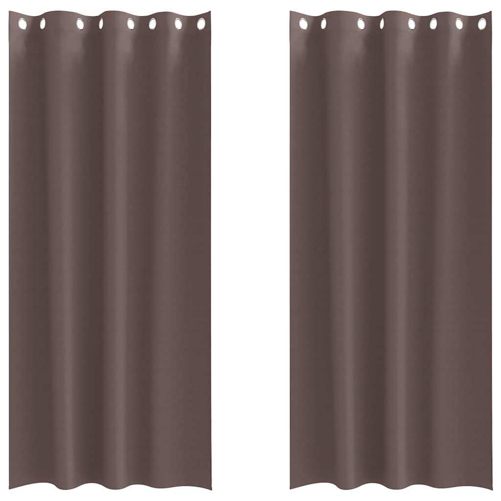 Tende Blackout con Anelli 2 pcs Marrone Scuro 260 x 140 cm