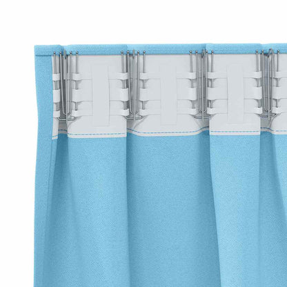 Tende Blackout con Anelli 2 pcs Blu Chiaro 140 x 140 cm