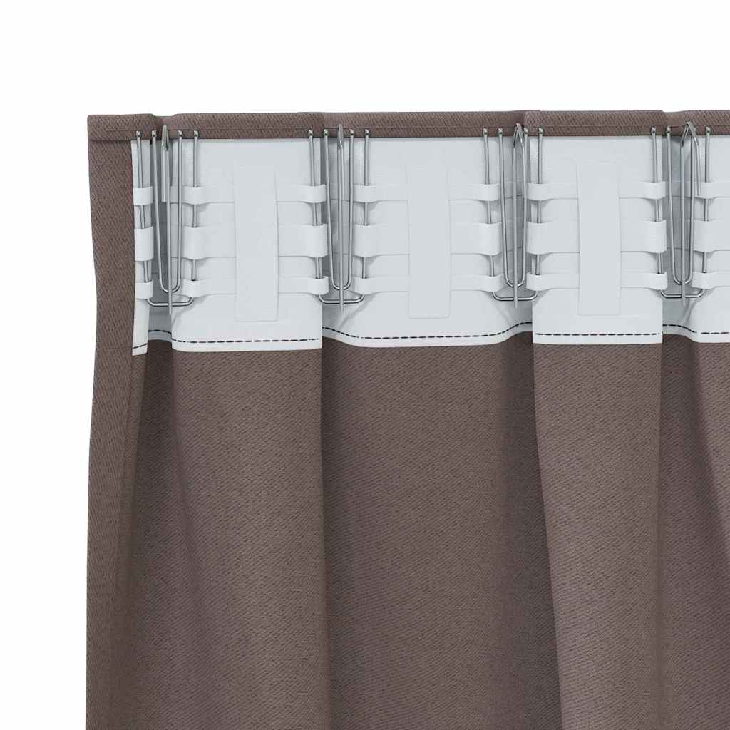 Tende Blackout con Anelli 2 pcs Marrone Scuro 260 x 140 cm