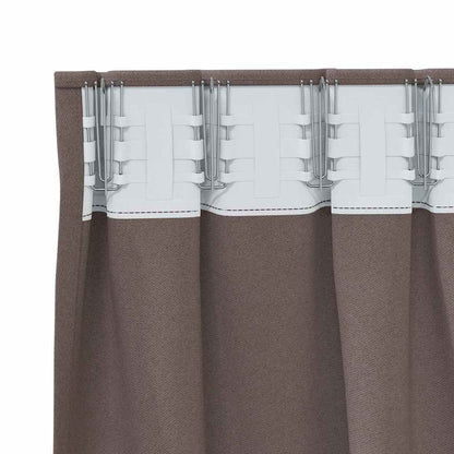 Tende Blackout con Anelli 2 pcs Marrone Scuro 260 x 140 cm