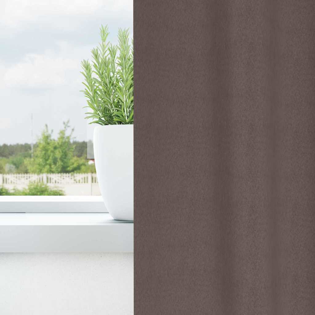 Tende Blackout con Anelli 2 pcs Marrone Scuro 260 x 140 cm