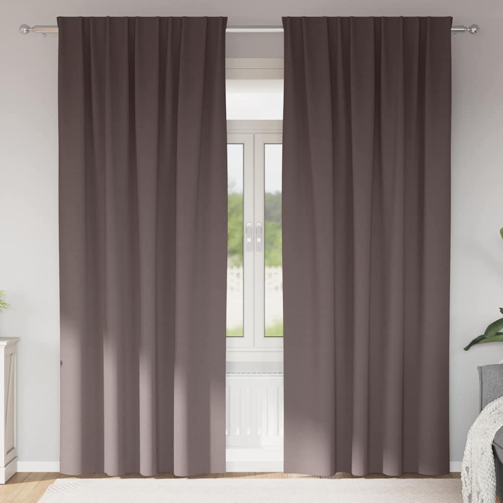 Tende Blackout con Anelli 2 pcs Marrone Scuro 260 x 140 cm