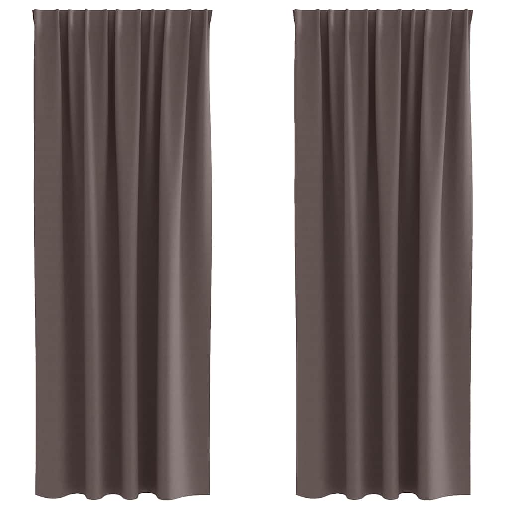 Tende Blackout con Anelli 2 pcs Marrone Scuro 260 x 140 cm