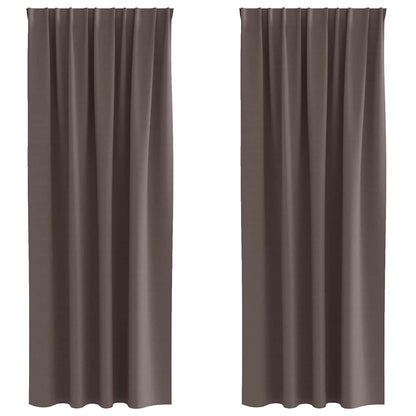 Tende Blackout con Anelli 2 pcs Marrone Scuro 260 x 140 cm