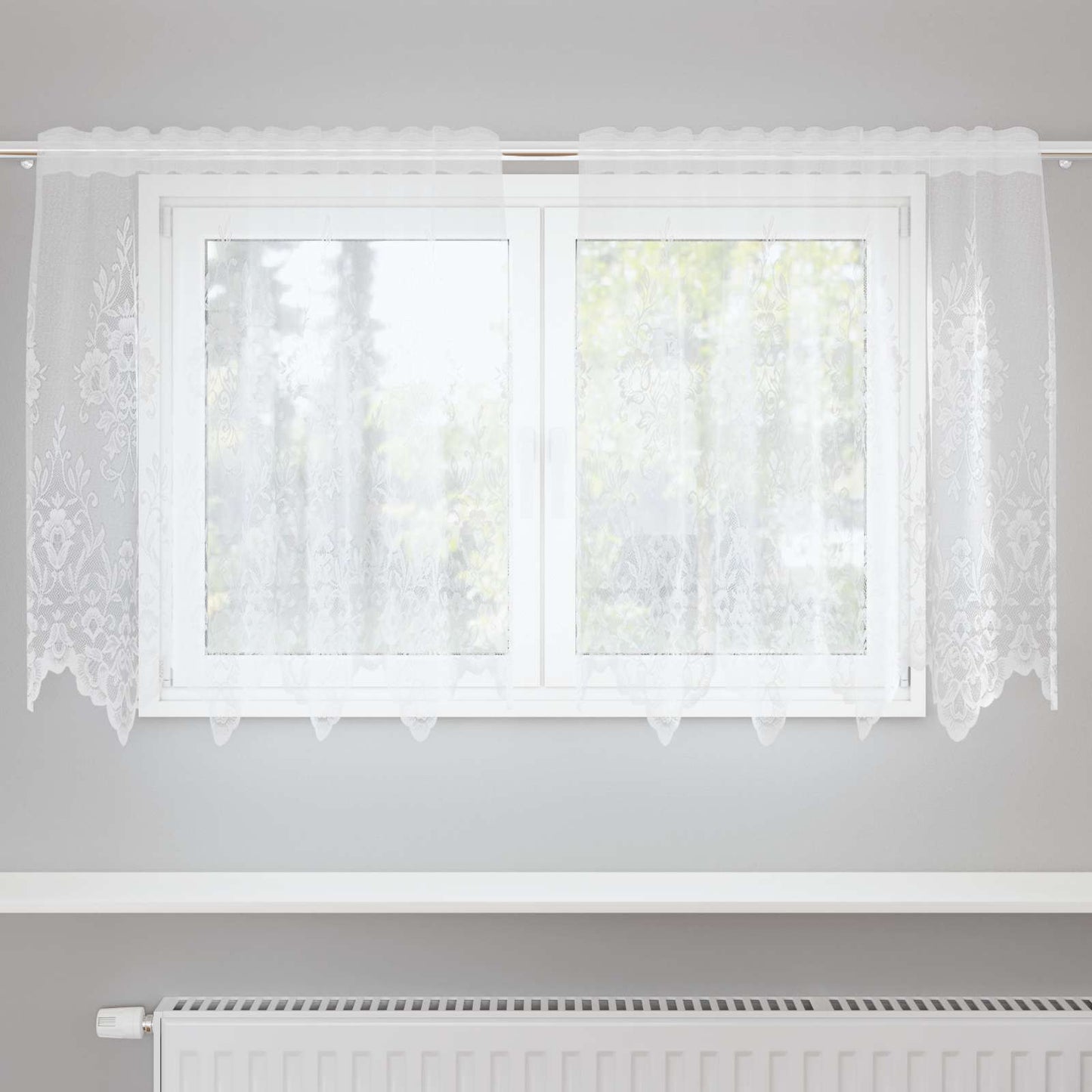 Tenda in Pizzo con tende Bianco 100 x 150 cm Poliestere