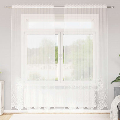 Tenda in Pizzo con tende Floreale Bianco 245x150cm Poliestere