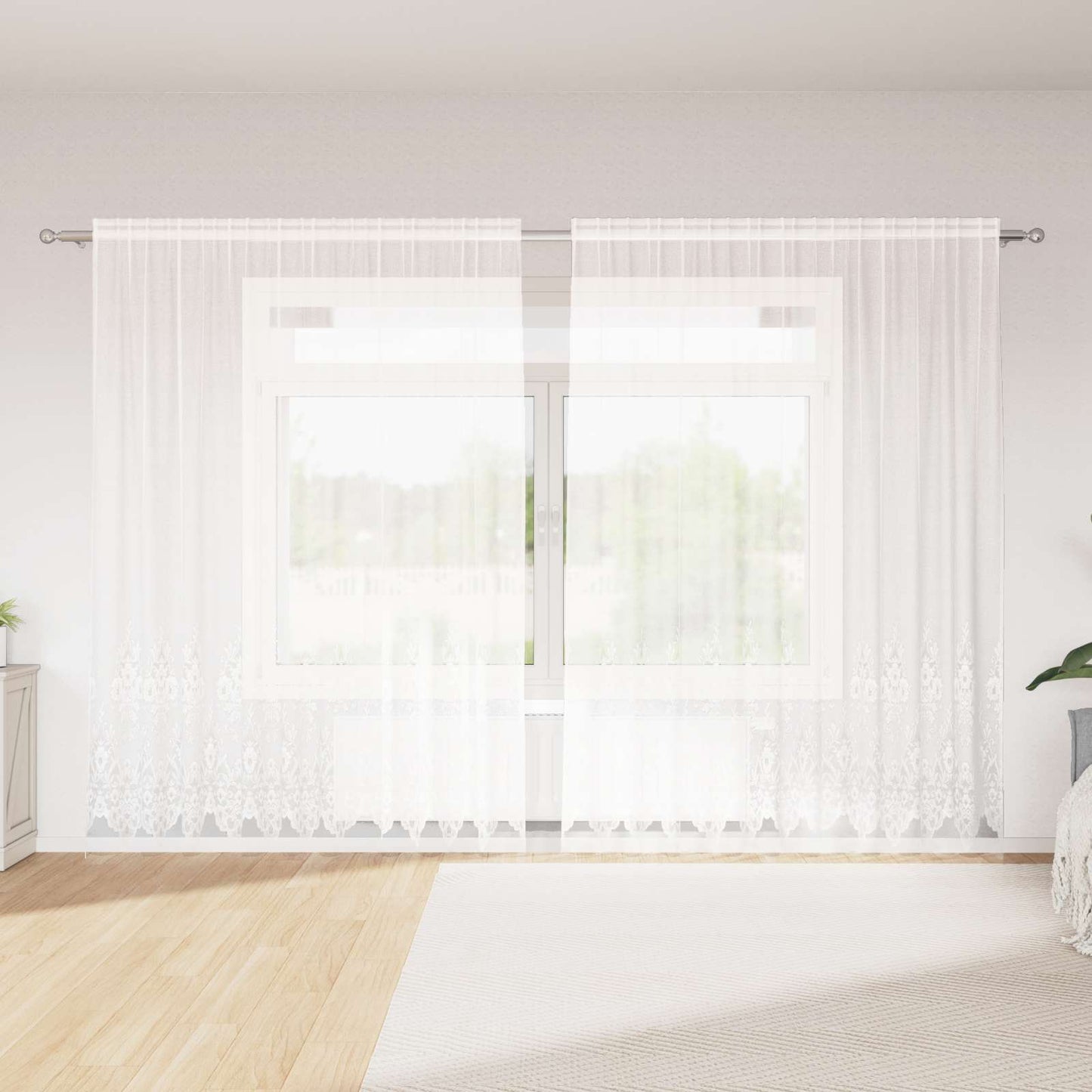 Tenda in Pizzo con tende Bianco 240 x 300 cm Poliestere