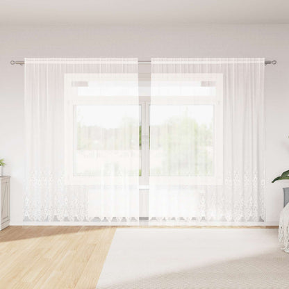Tenda in Pizzo con tende Bianco 240 x 300 cm Poliestere