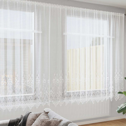 Tenda in Pizzo con tende Bianco 220 x 400 cm Poliestere
