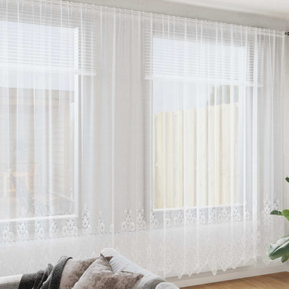 Tenda in Pizzo con tende Bianco 300 x 400 cm Poliestere