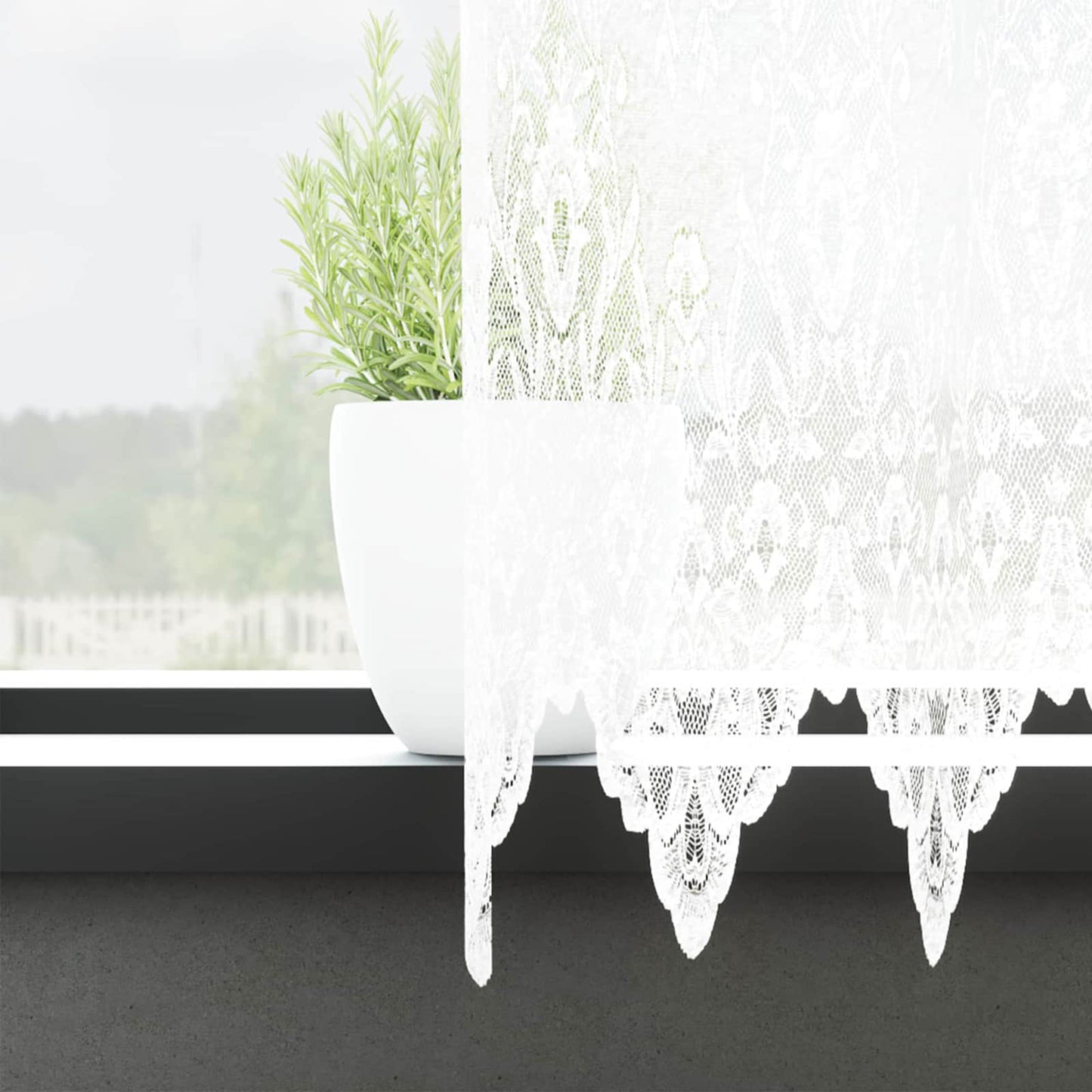 Tenda in Pizzo con tende Bianco 160 x 750 cm Poliestere