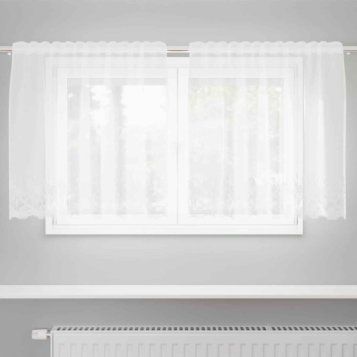 Tenda in Pizzo con tende Bianco 100 x 150 cm Poliestere
