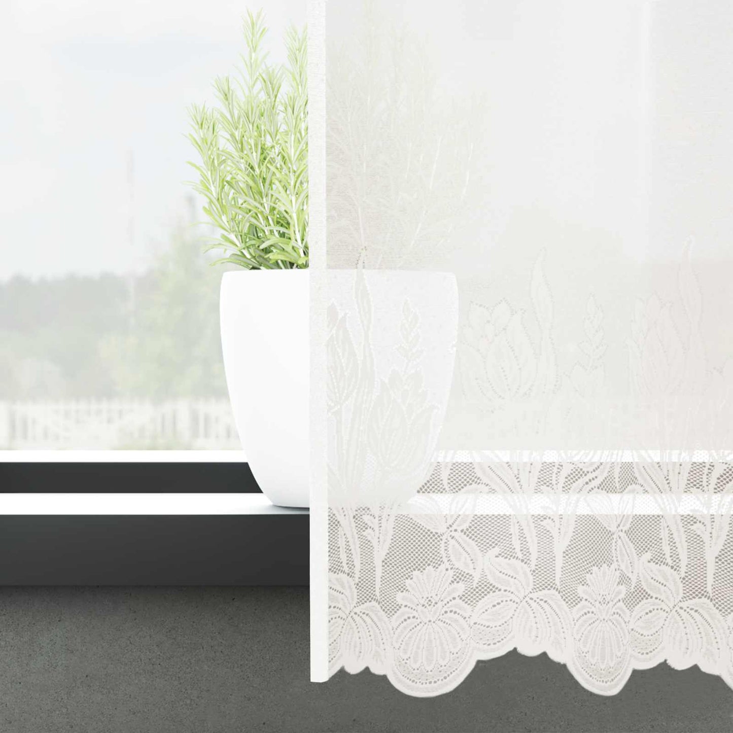 Tenda in Pizzo con tende Bianco 220 x 400 cm Poliestere