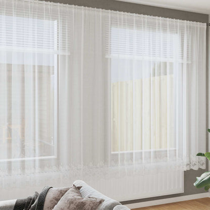 Tenda in Pizzo con tende Bianco 220 x 400 cm Poliestere