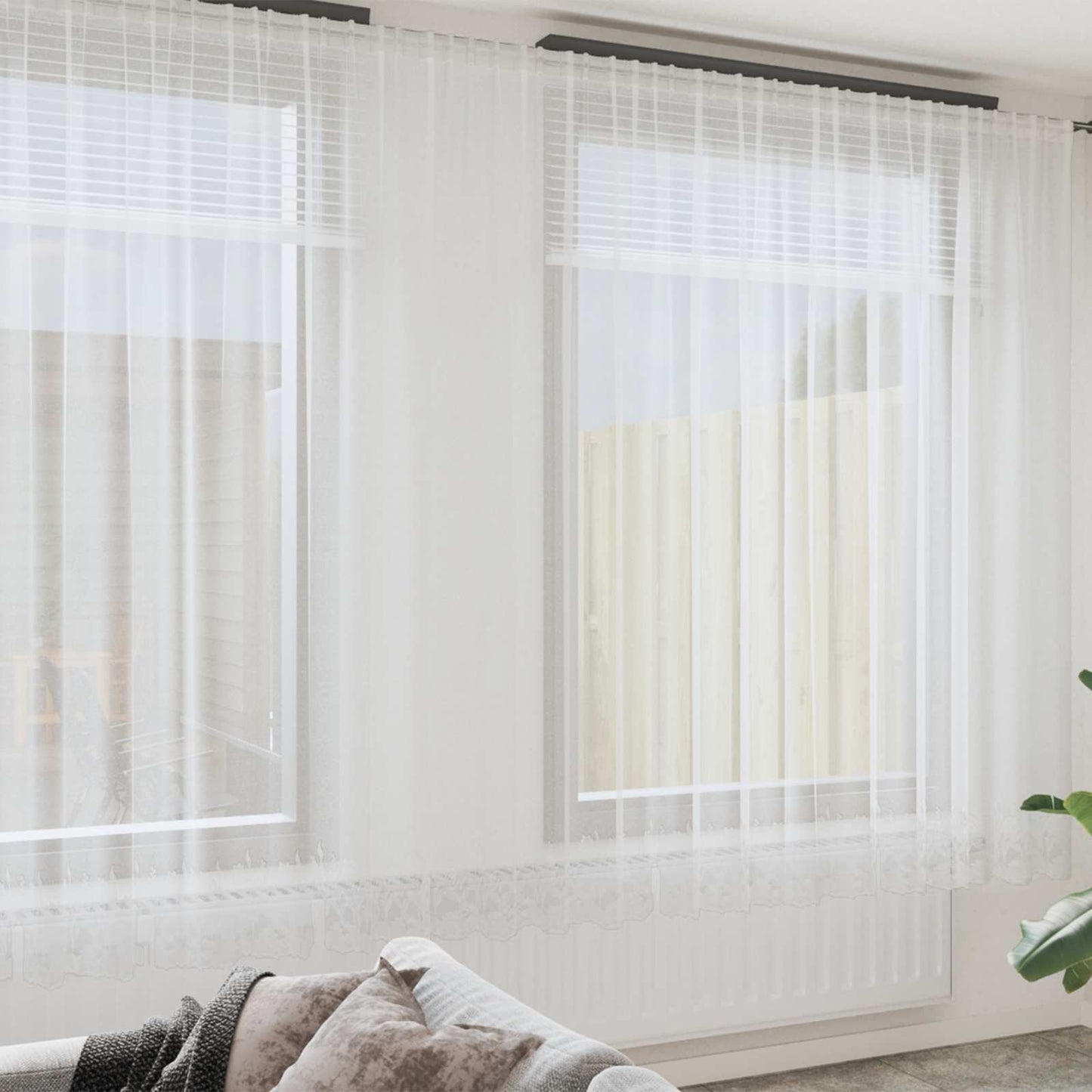 Tenda in Pizzo con tende Bianco 300 x 500 cm Poliestere
