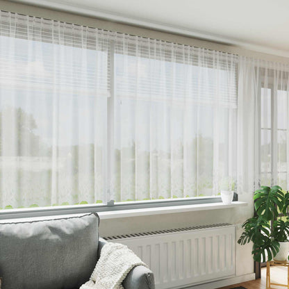 Tenda in Pizzo con tende Bianco 160 x 750 cm Poliestere
