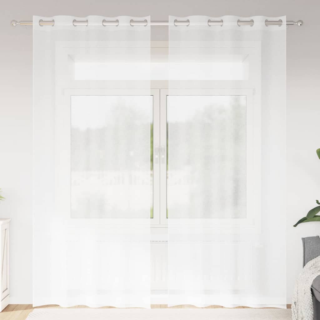 Tenda in Velo con tende 2 pcs Bianco 260 x 140 cm Poliestere