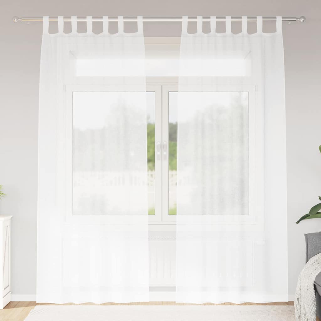 Tenda in Velo con tende 2 pcs Bianco 260 x 140 cm Poliestere