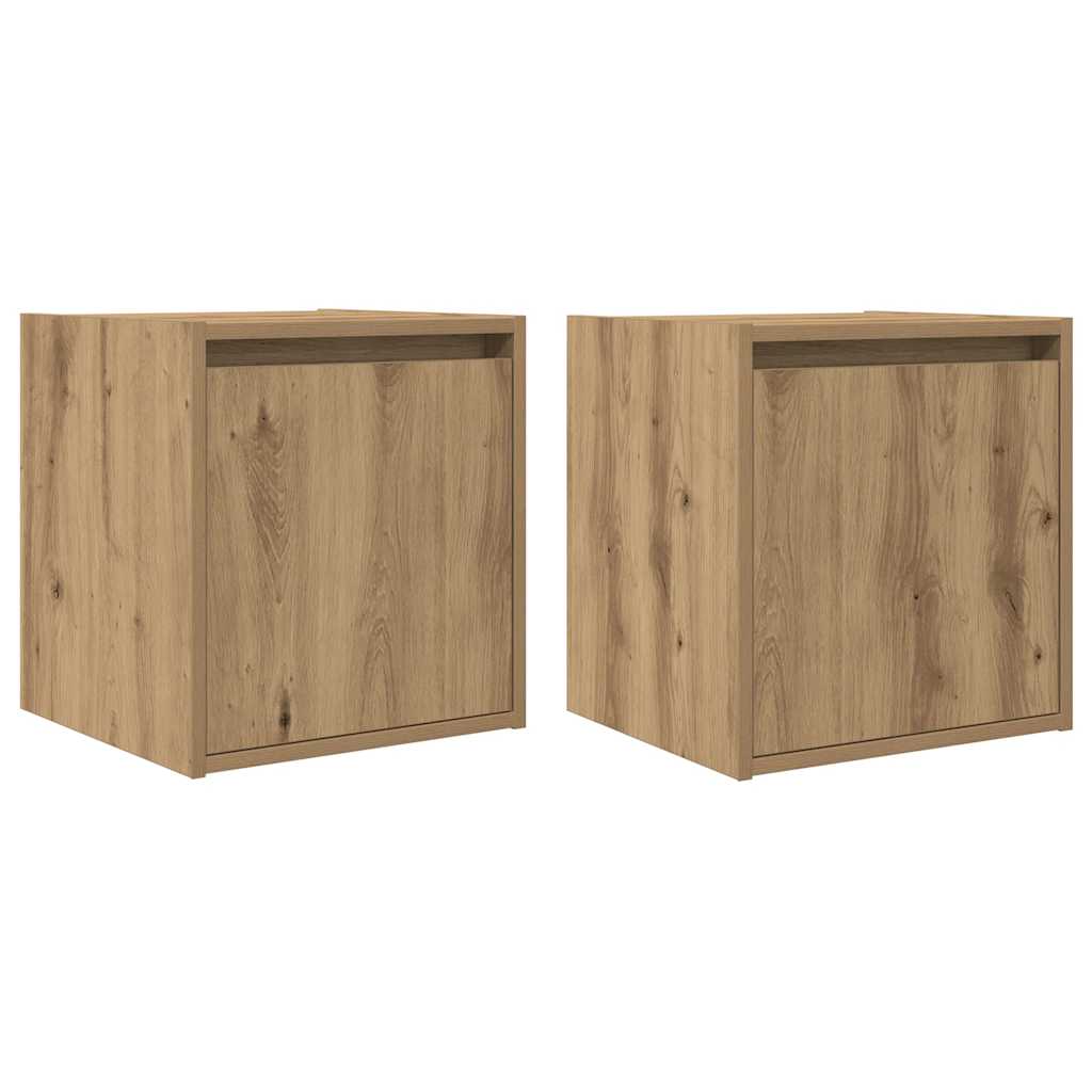 Comodini a Muro 2 pz Rovere Artigianale 38x34x40 cm