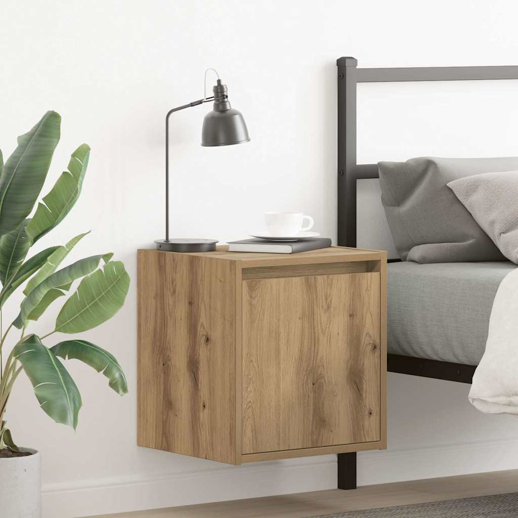 Comodini a Muro 2 pz Rovere Artigianale 38x34x40 cm