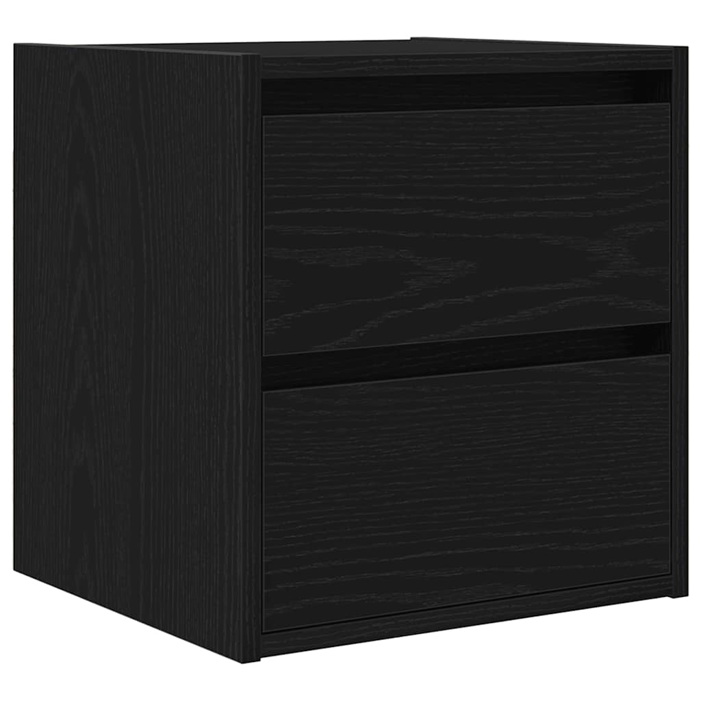 Comodino a Muro Rovere Nero 38x34x40 cm