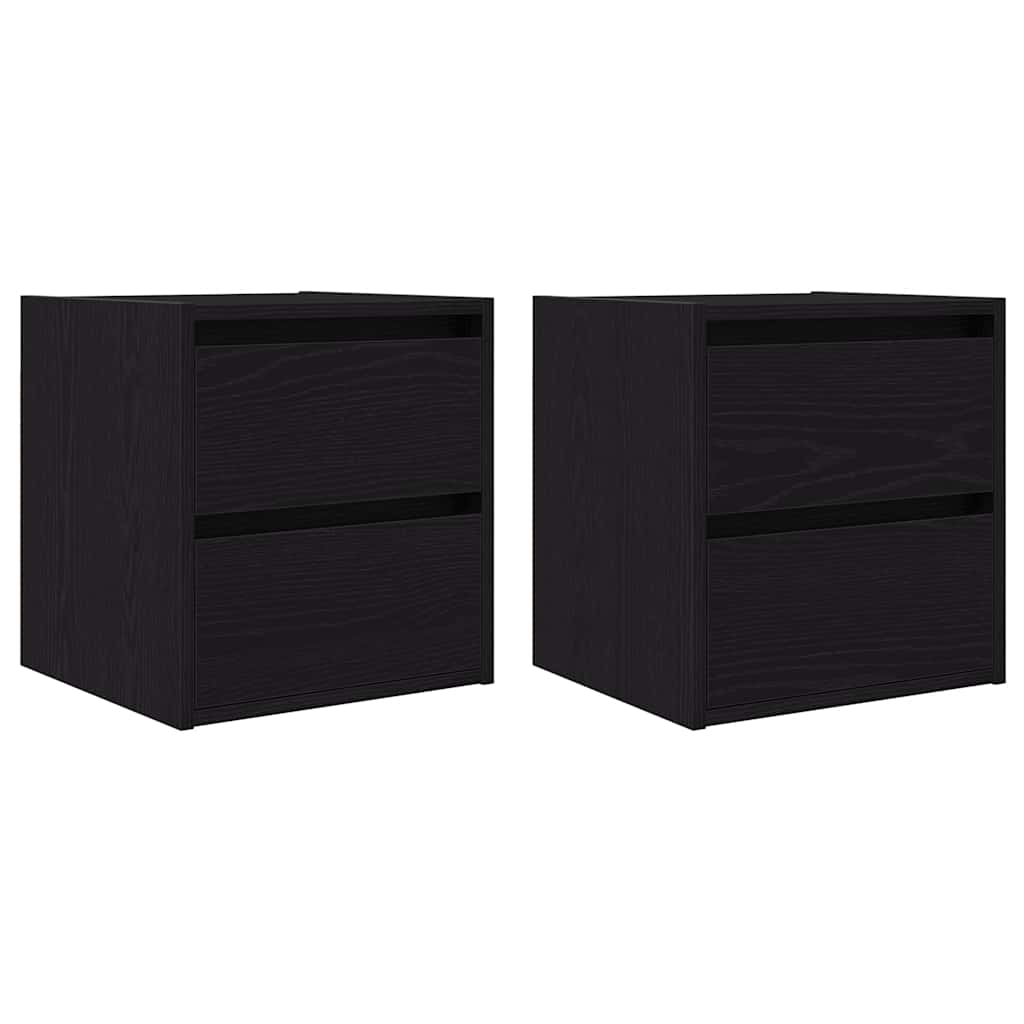 Comodini a Muro 2 pz Rovere Nero 38x34x40 cm