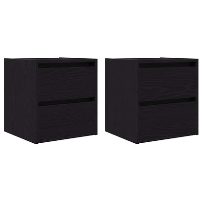 Comodini a Muro 2 pz Rovere Nero 38x34x40 cm
